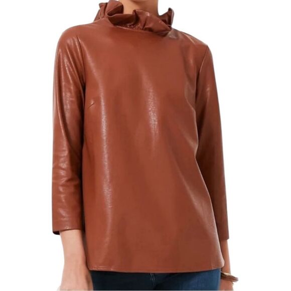 Tuckernuck Cognac Faye Blouse Size Medium 📦 - Picture 1 of 7